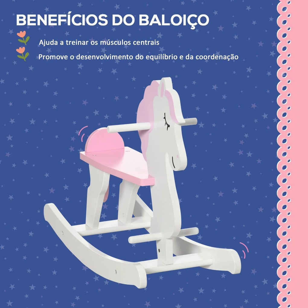 Cavalo Baloiço para Crianças de 1-3 Anos Cavalo Baloiço de Madeira com