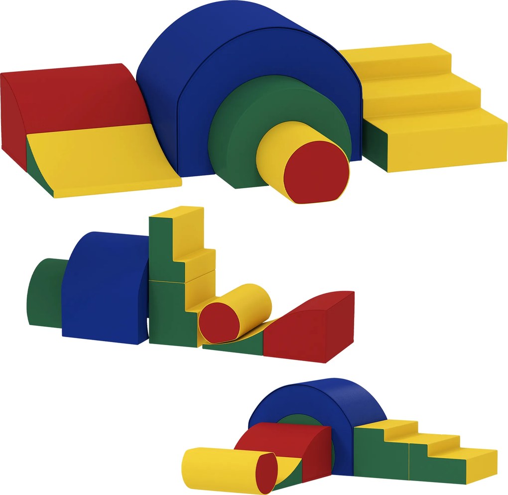 Percurso de motricidade para bebés – brinquedos de escalada modulares com 5 blocos gigantes de espuma, 181 x 39 x 44 cm, multicolorido