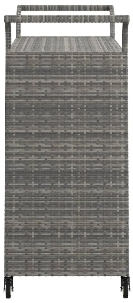 Carrinho de bar com gaveta 100x45x97 cm vime PE cinzento