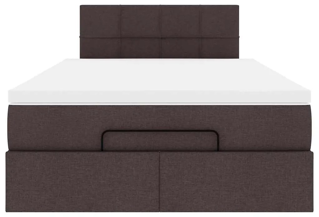 Cama otomana com colchão 120x200 cm tecido castanho escuro