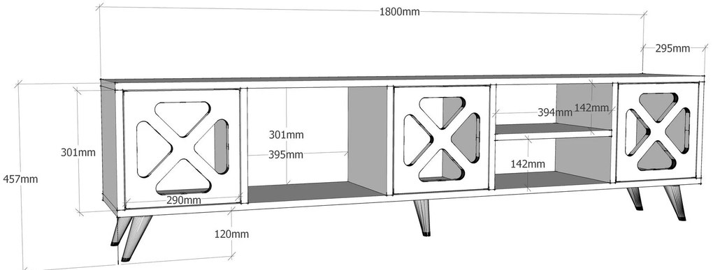 Móvel TV Sinef – Branco/Antracite – 180x45,7x29,5 cm