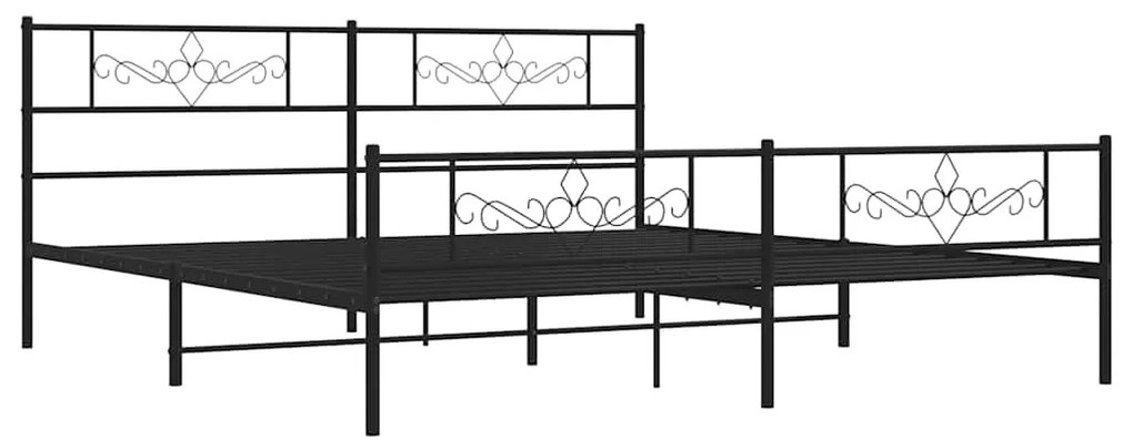 Estrutura de cama com cabeceira e pés 193x203 cm metal preto