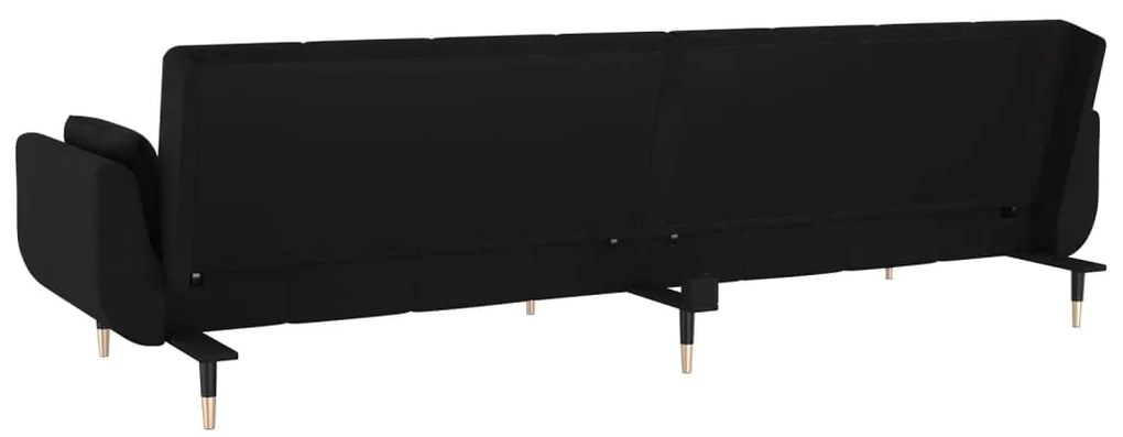 Sofá-cama 2 lugares com duas almofadas veludo preto