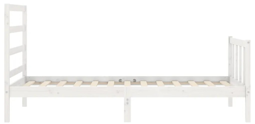 Estrutura de cama com cabeceira 90x190 cm madeira maciça branco