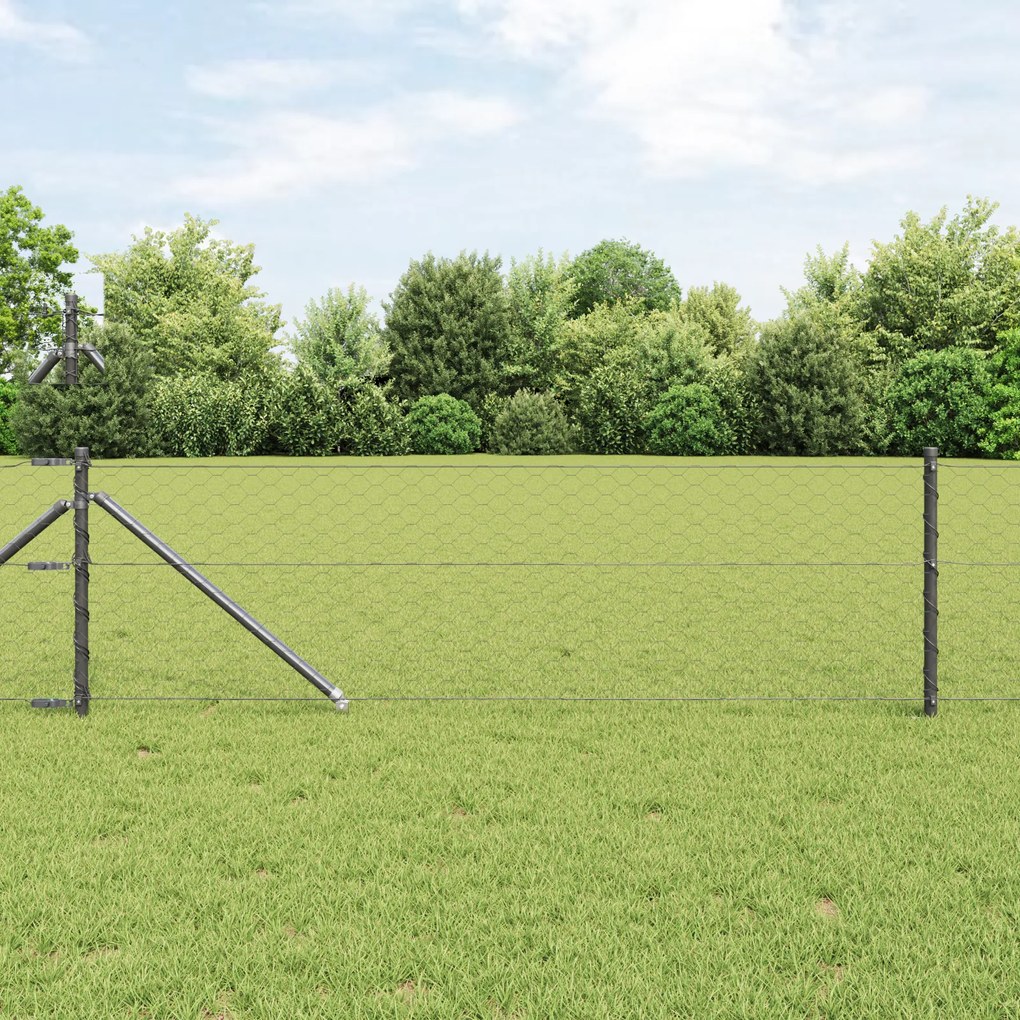 Cerca Hexagonal vidaXL Cinza 0,6x50 m Aço