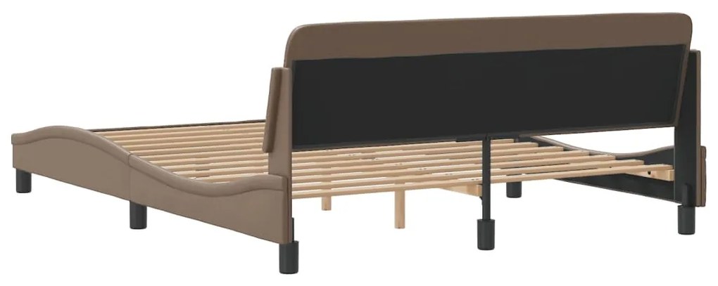 Estrutura cama cabeceira 160x200 cm couro artificial cappuccino