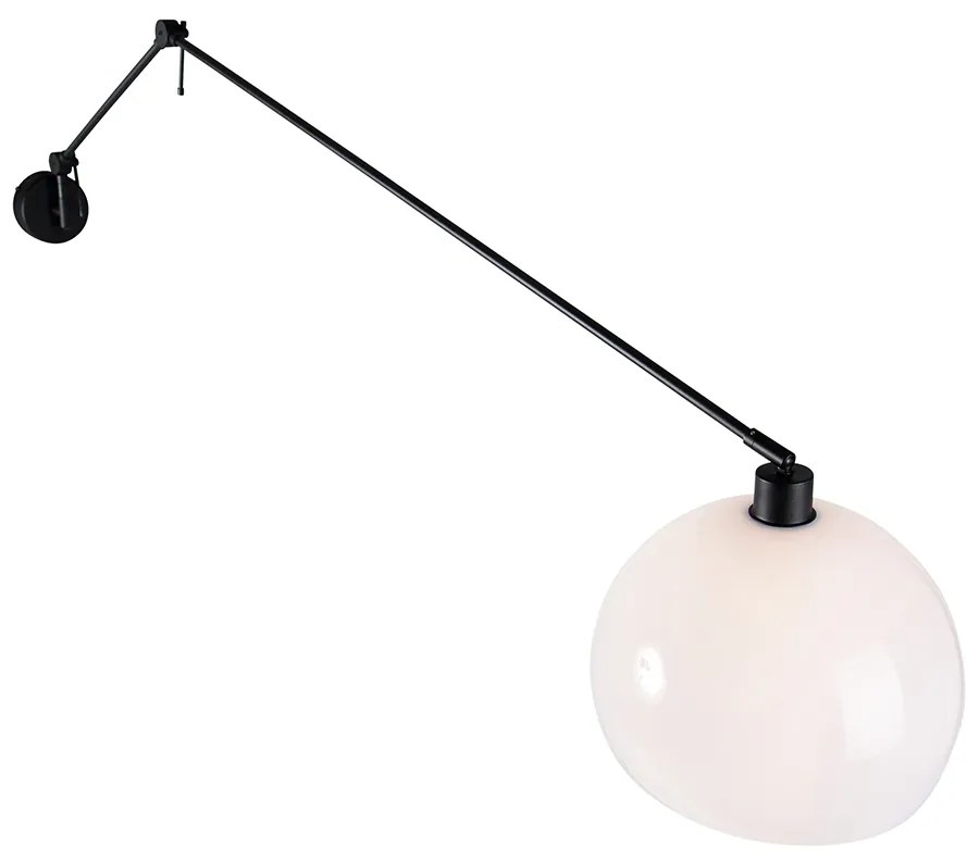 Candeeiro de parede preto com abaajur branco 30 cm ajustável - Blitz