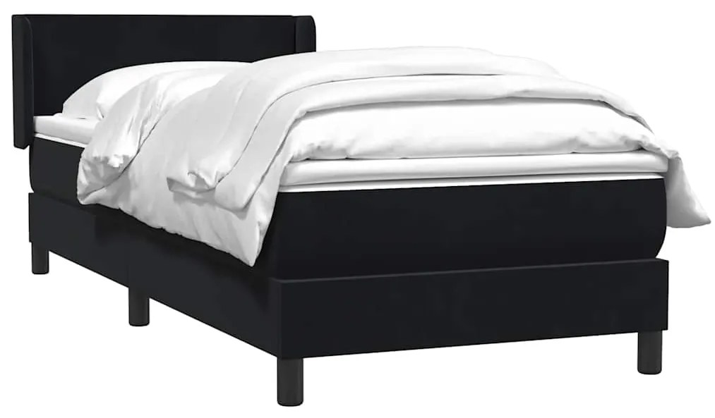 Cama com molas/colchão 80x220 cm veludo preto