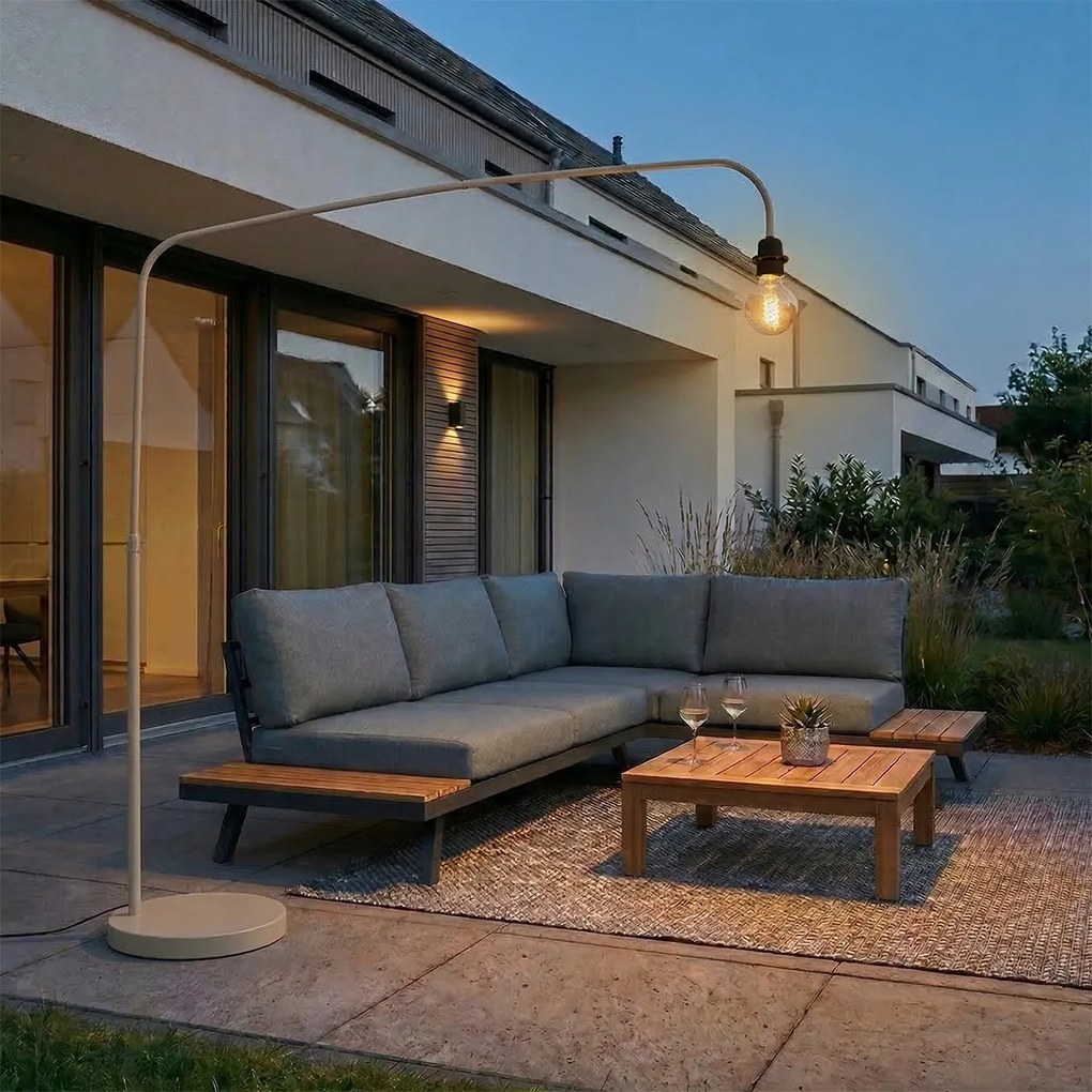 Candeeiro de pé exterior bege com base bege IP44 - Arc