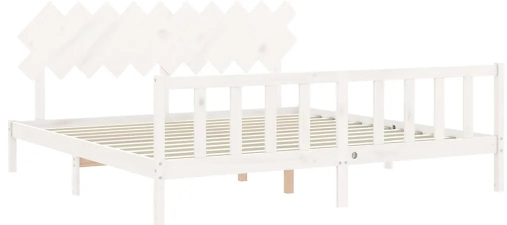Cama sem colchão 200x200 cm madeira de pinho maciça branco