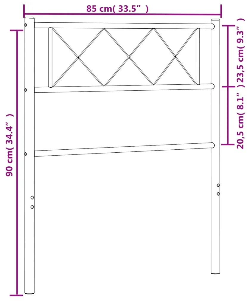 Cabeceira de cama 80 cm metal preto