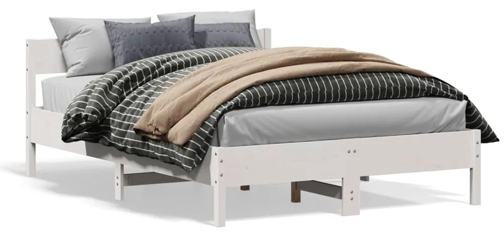 vidaXL Cama sem colchão 160x200 cm madeira de pinho maciça branco