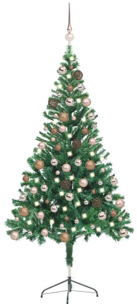 vidaXL Árvore de Natal artificial pré-iluminada + bolas 380 ramos