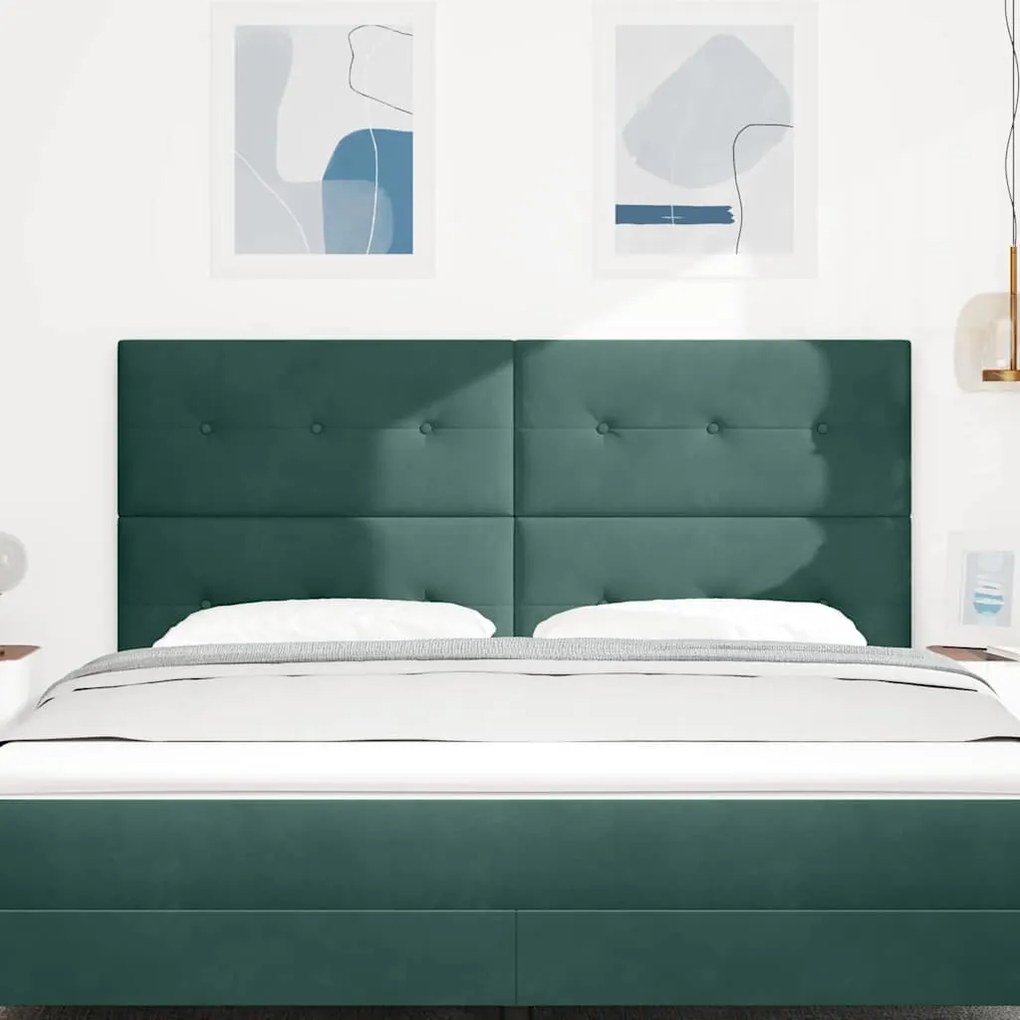 Cabeceira LED vidaXL Verde Escuro 90 cm Veludo