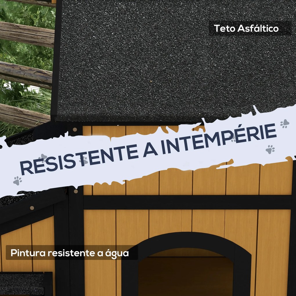 Casa para Gatos de Madeira com Suporte para Flores de 2 Níveis e Teto Asfáltico 96x65x85,5 cm Madeira e Preto