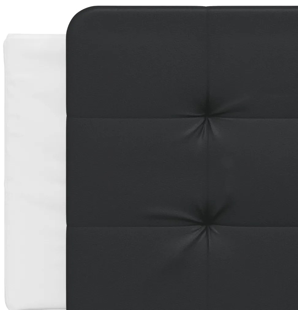 Cama com colchão 160x200 cm couro artificial preto e branco