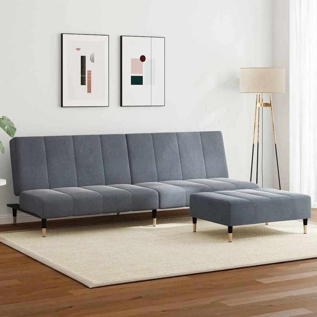 vidaXL Sofá-cama 2 lugares c/ apoio de pés veludo cinzento-escuro