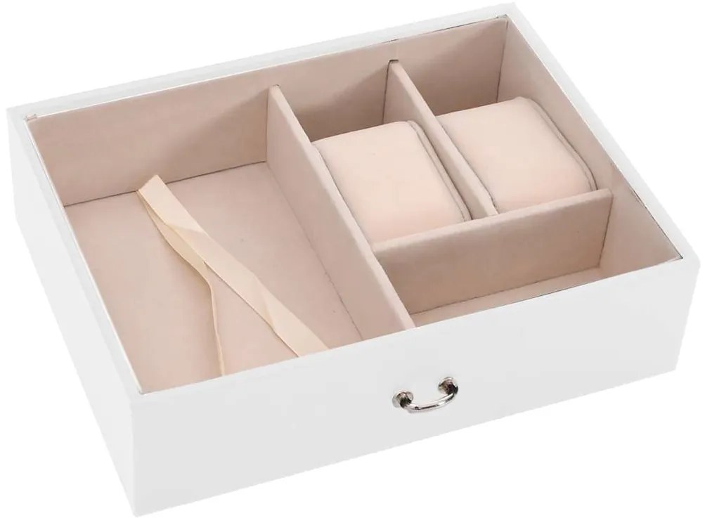 Caixa para jóias de 3 camadas com espelho com fechadura Branco