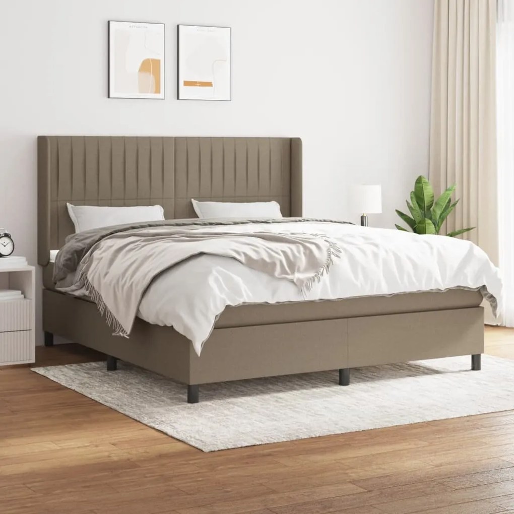 vidaXL Cama com molas/colchão 160x200 cm tecido castanho-acinzentado