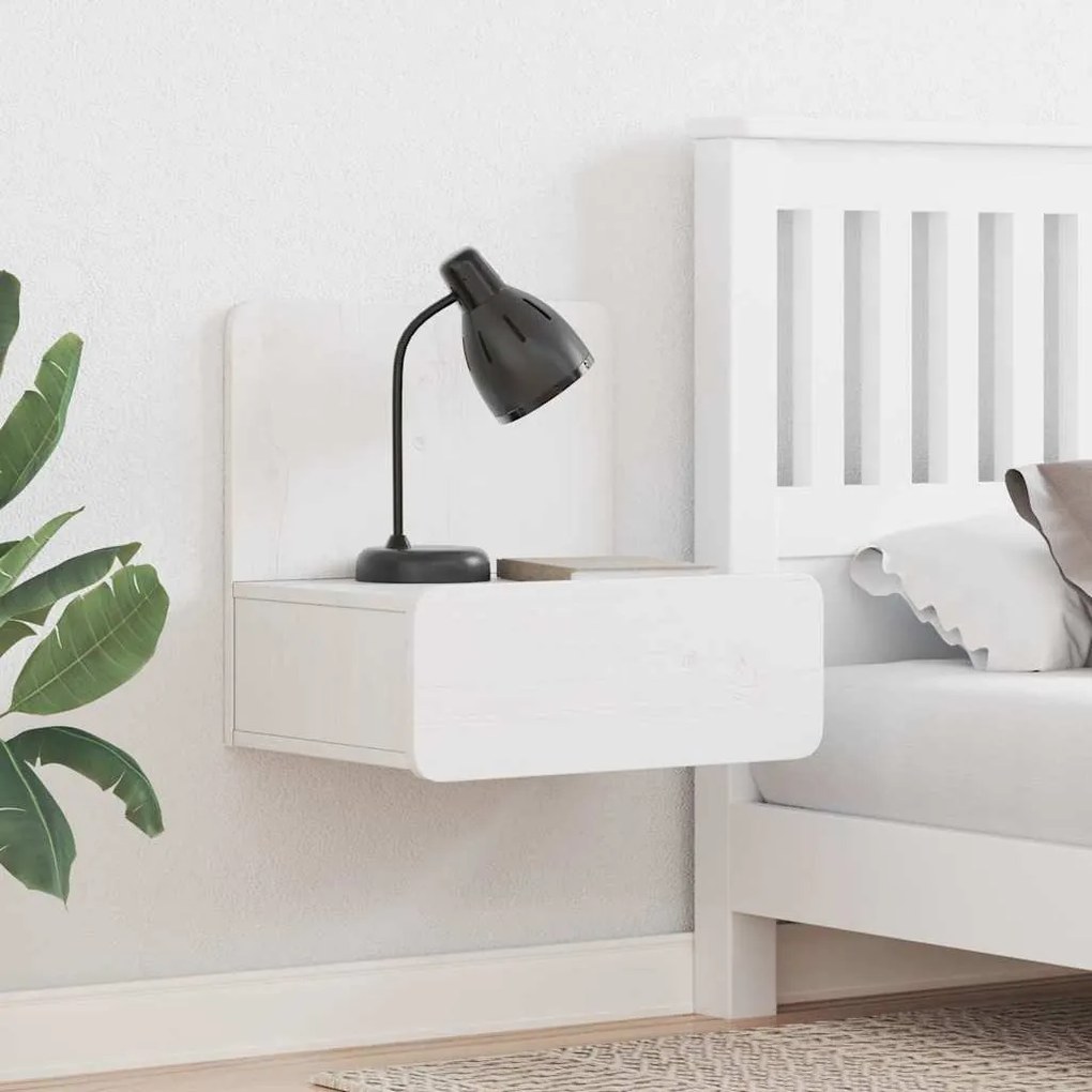Mesa de Cabeceira Montada na Parede com gaveta 2 pcs Branco
