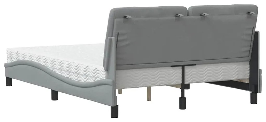 Cama com colchão 140x190 cm tecido cinzento-claro
