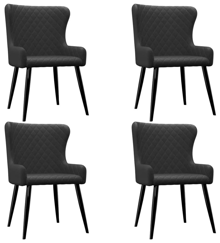 vidaXL Cadeiras de jantar 4 pcs tecido preto