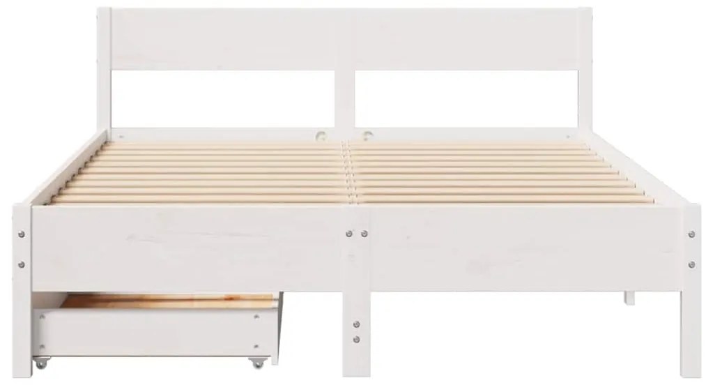 Cama sem colchão 140x200 cm madeira de pinho maciça branco
