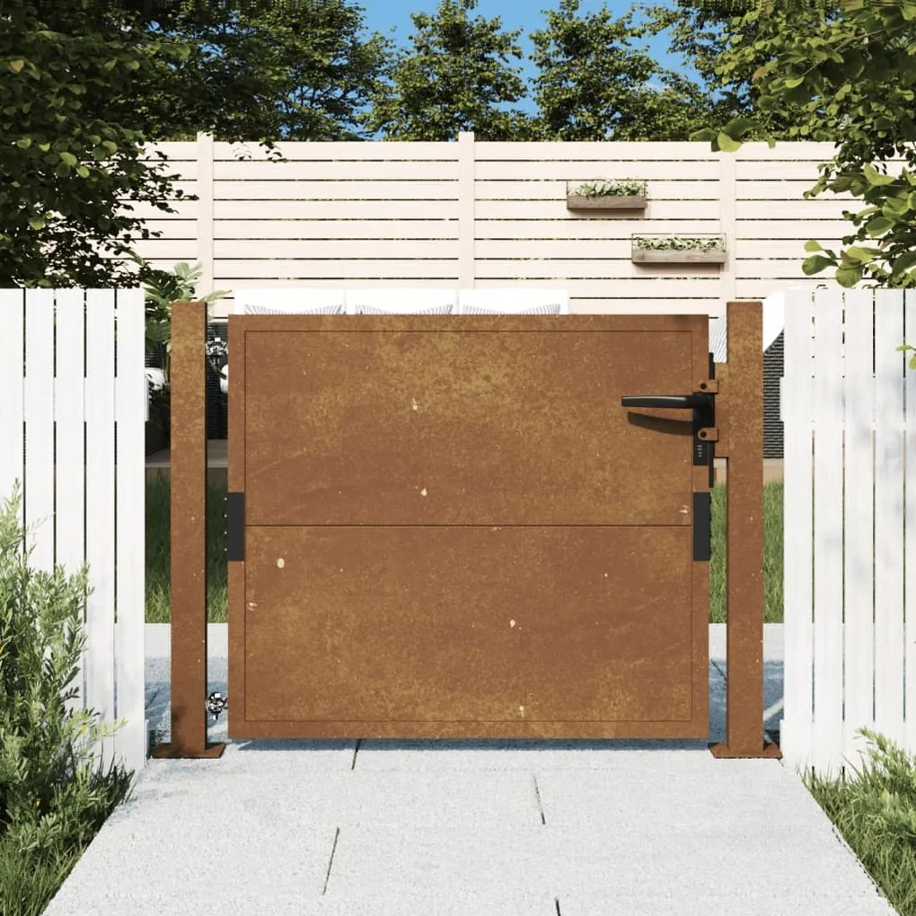 vidaXL Portão de jardim 100x75 cm Aço Corten