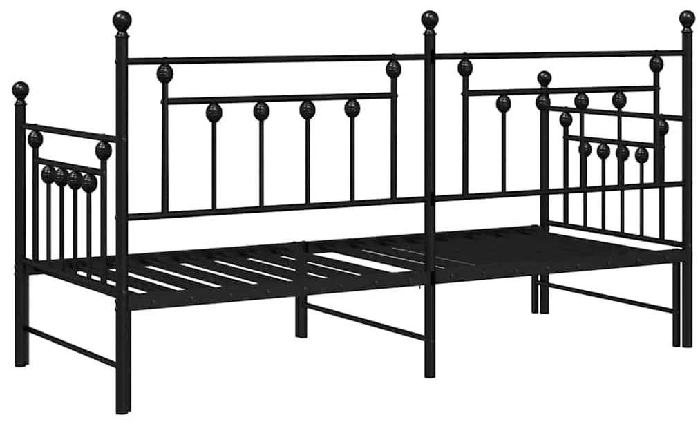 Estrutura de Daybed com Cama Auxiliar Preta 80x200 cm em Aço