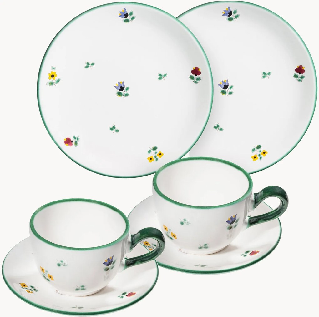 Conjunto de pequeno-almoço artesanal Streublumen, 2 pessoas, conjunto de 6