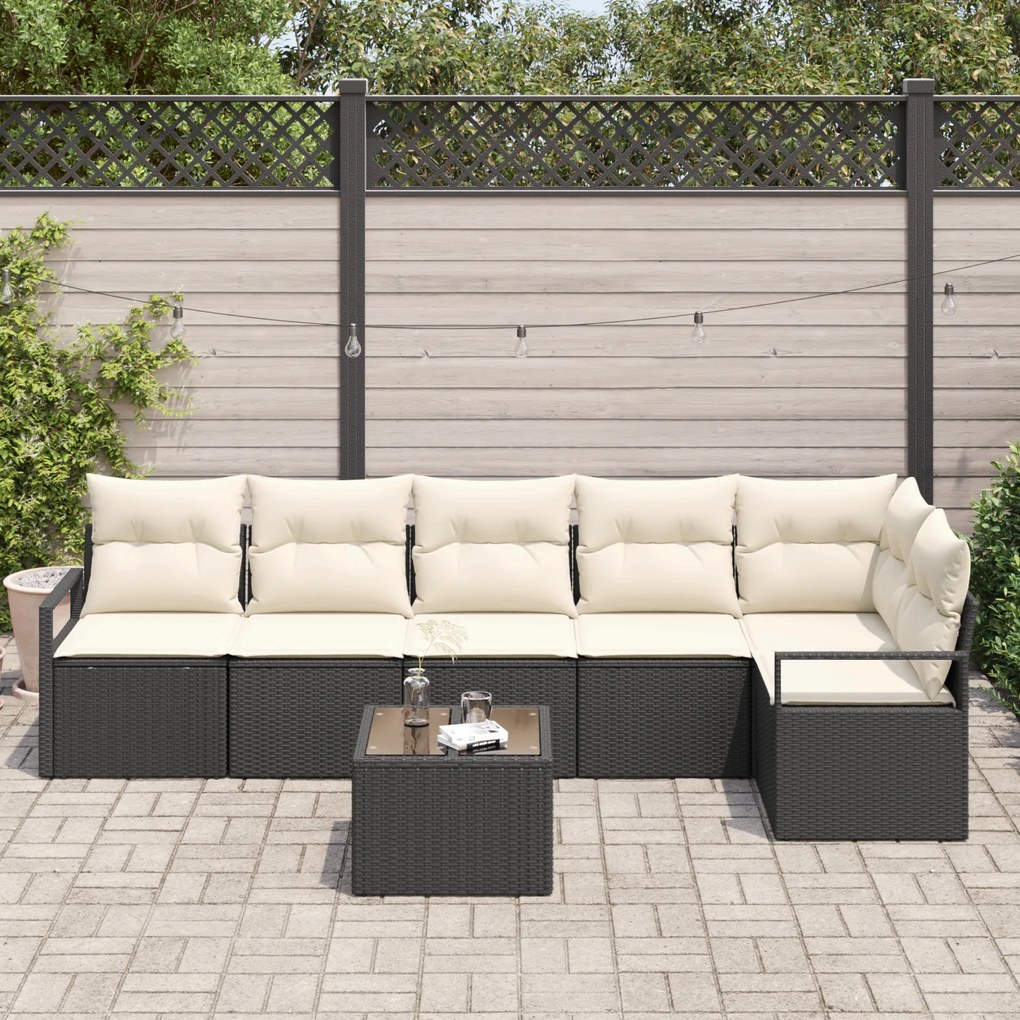 Conjunto de Sofá de Jardim vidaXL 6 Peças com Almofadas Vime PE Marrom