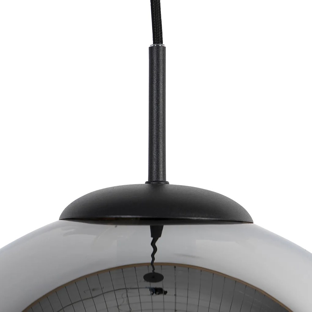 LED Candeeiro de suspensão inteligente preto com vidro fumê 30 cm incl. Wifi ST64 - Pallon Art Deco
