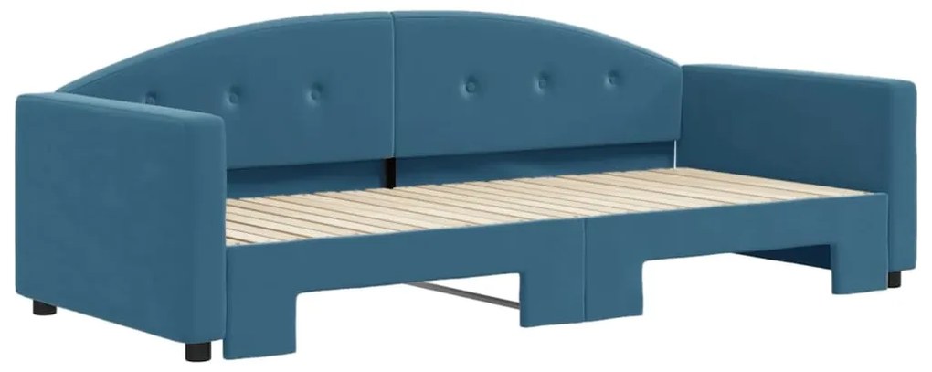 Sofá-cama com gavetão 90x200 cm veludo azul