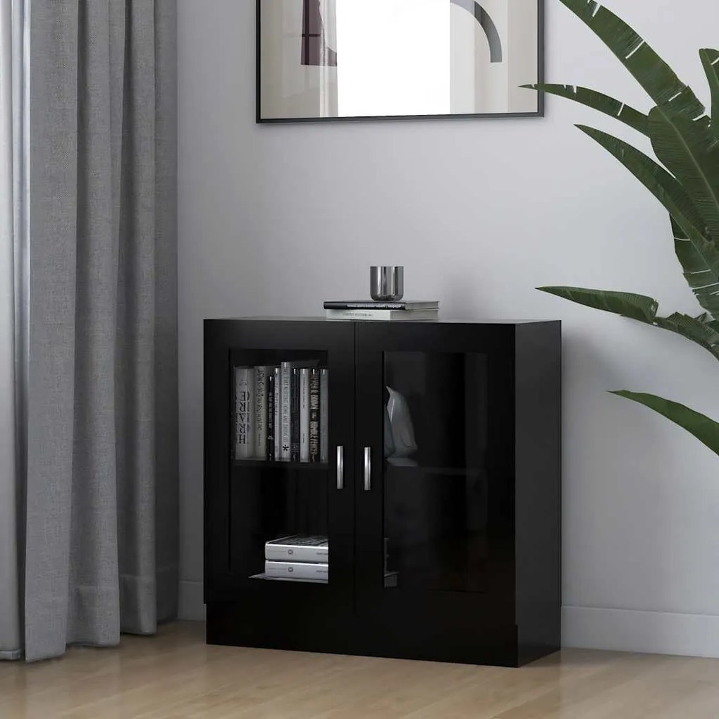 Armário vitrine 82,5x30,5x80 cm derivados de madeira preto