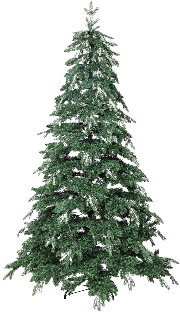 Árvore de Natal Artificial 210 cm Ramos Realistas com Efeito Neve Árvore de Natal com Suporte em Aço Base Dobrável Verde