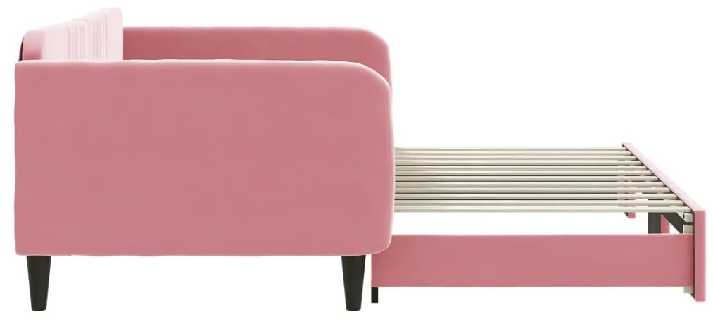 Sofá-cama com gavetão 100x200 cm veludo rosa