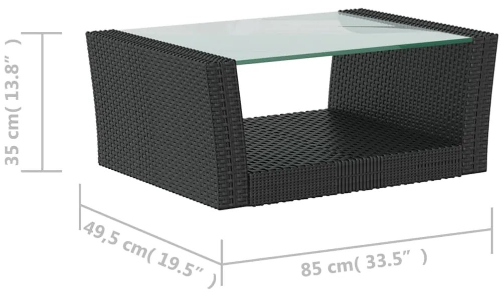 8 pcs conjunto lounge de jardim c/ almofadões vime PE preto