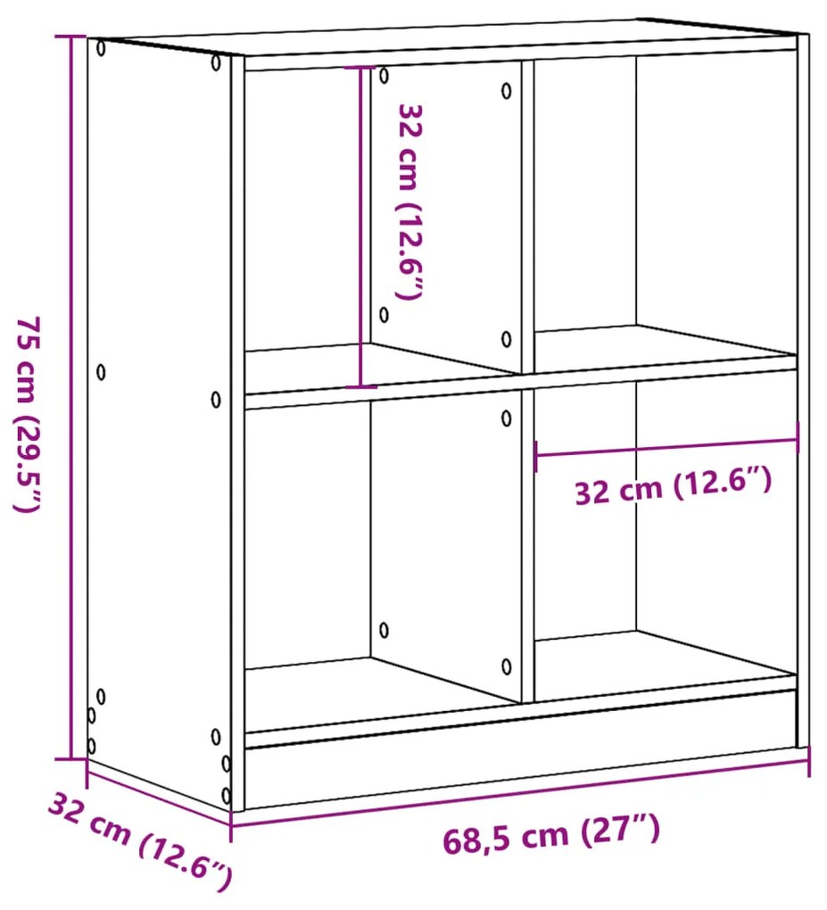 Estante 68,5x32x75 cm derivados de madeira cinzento cimento