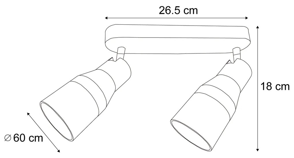 Foco de teto arredondado Cinzento Escuro GU10 50mm 2-luzes - Stanley Moderno