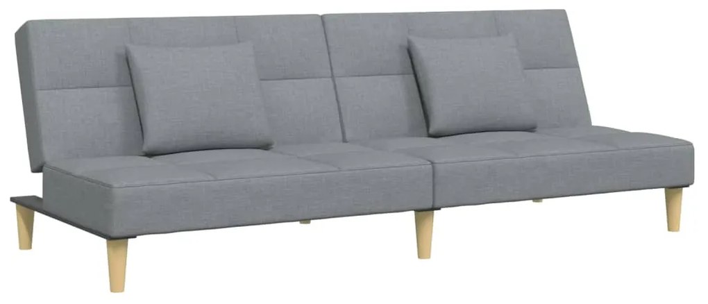 Sofá-cama de 2 lugares c/ apoio de pés tecido cinzento-claro
