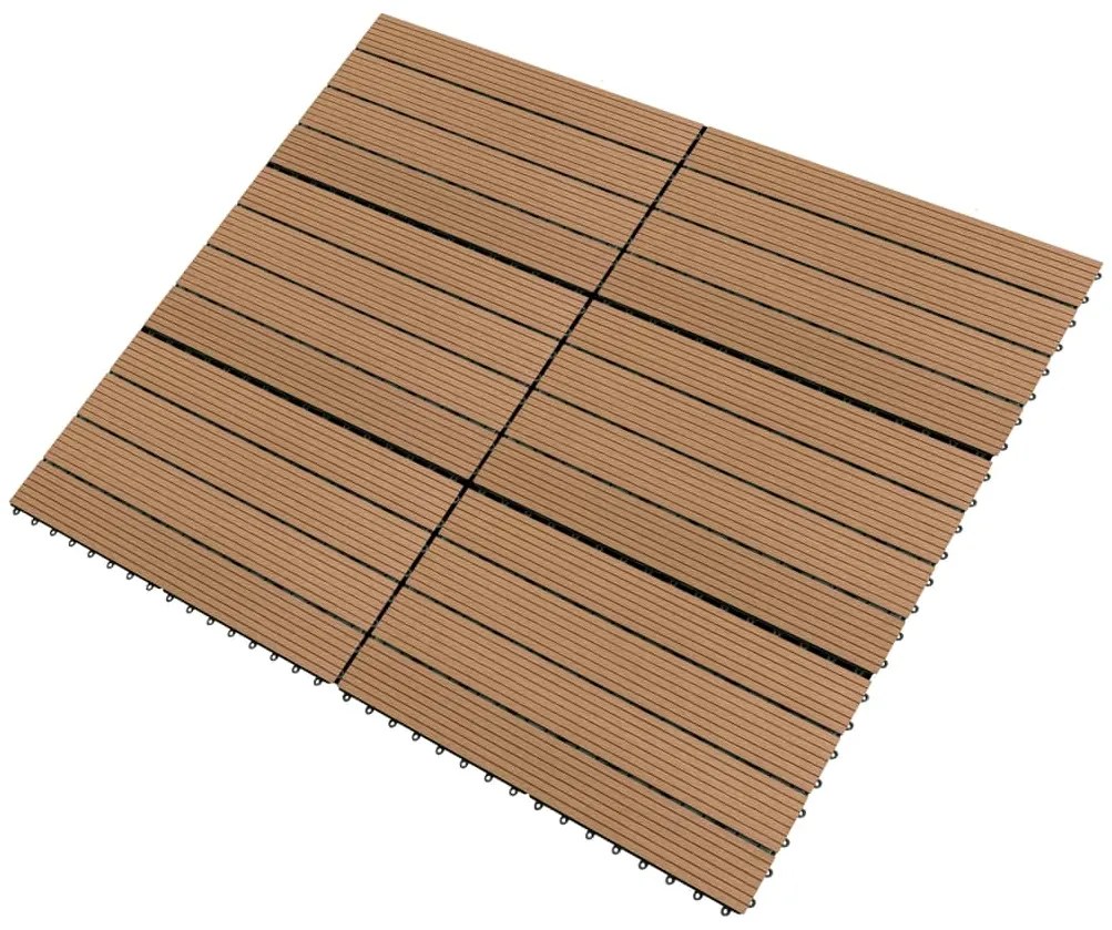 Ladrilhos de pavimento 6 pcs WPC 1,08m² 60x30 cm castanho