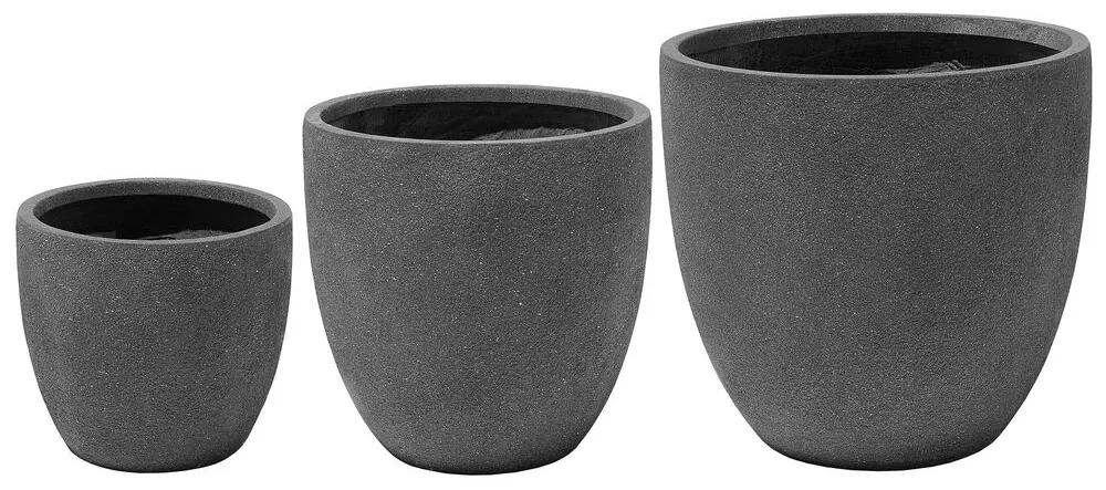 Conjunto de 3 vasos para plantas cinzentos escuros KANNIA Beliani