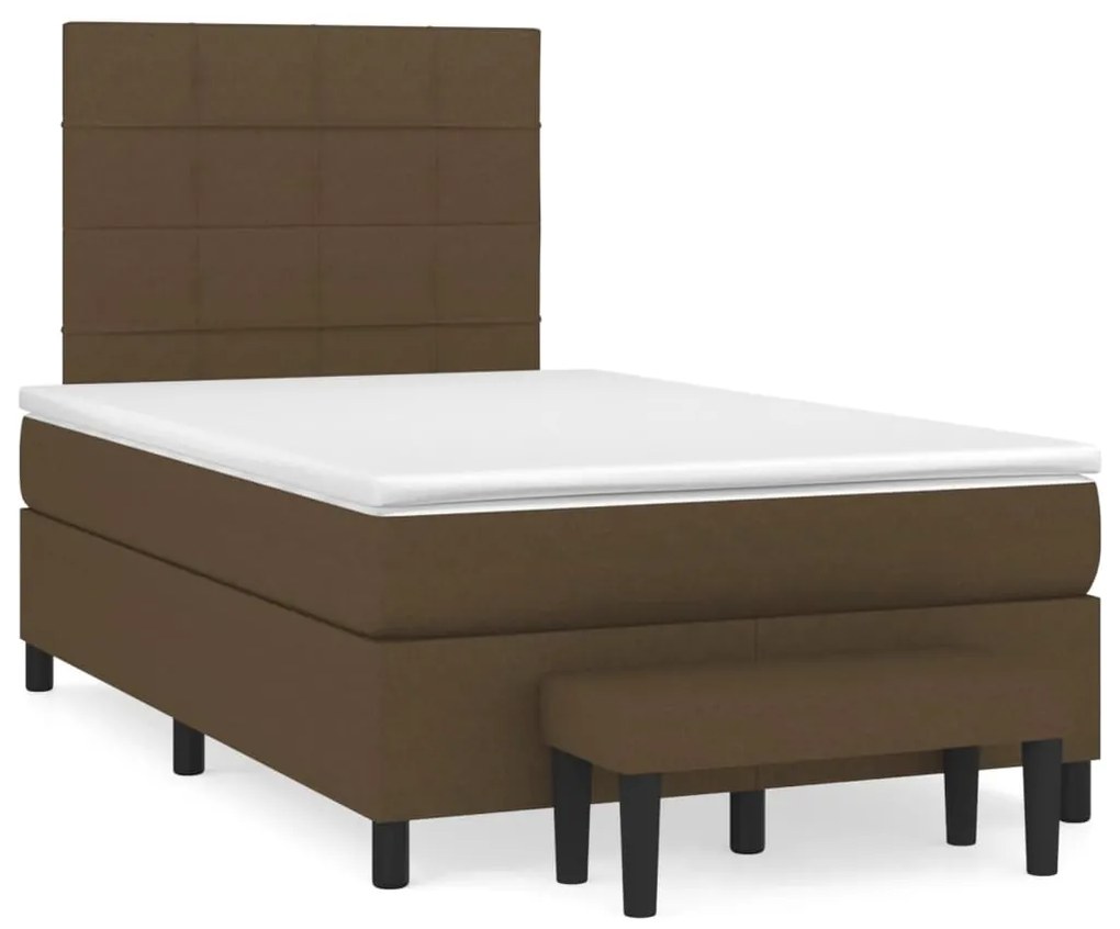 vidaXL Cama boxspring com colchão 120x190 cm tecido castanho-escuro