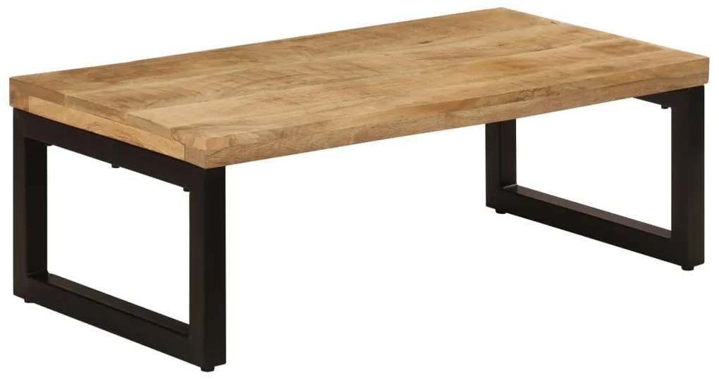 Mesa de centro 100x50x35 cm madeira de mangueira maciça e aço