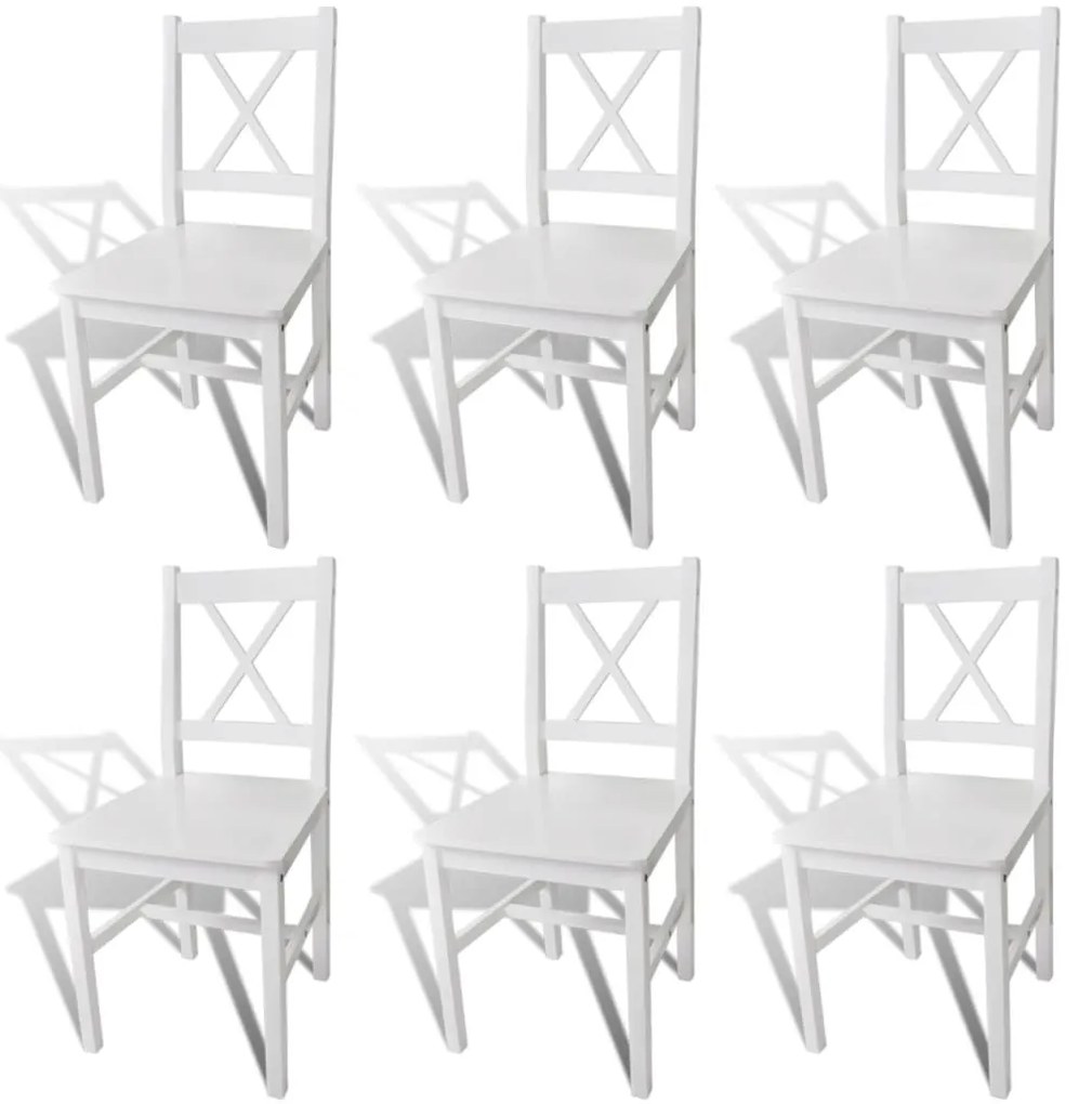 vidaXL Cadeiras de jantar 6 pcs madeira de pinho branco