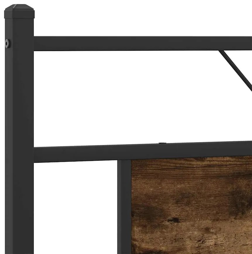 Estrutura de cama sem colchão 183x213cm metal carvalho fumado