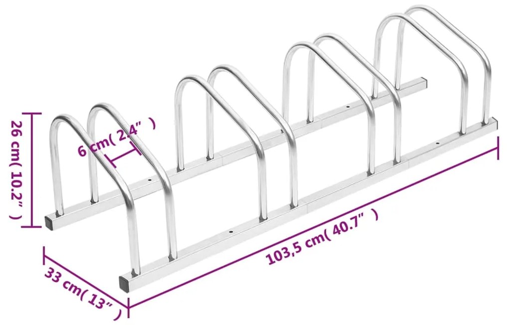 Suporte para 4 bicicletas aço galvanizado