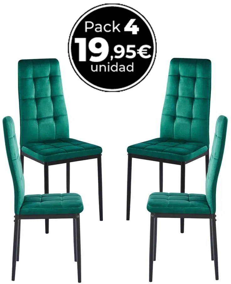 Pack 4 Cadeiras Lan Veludo - Verde