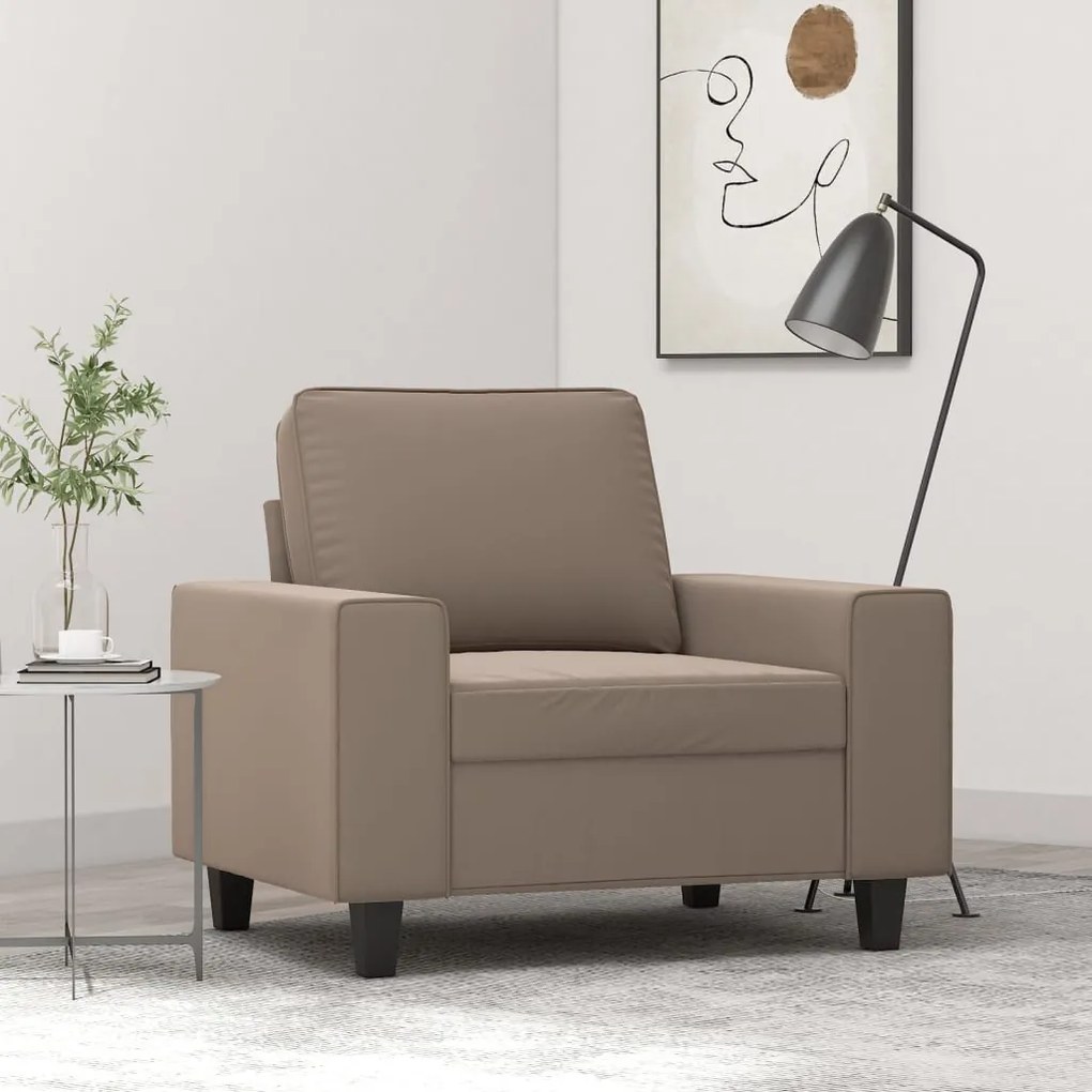 vidaXL Poltrona tecido de microfibra 60 cm cinzento-acastanhado