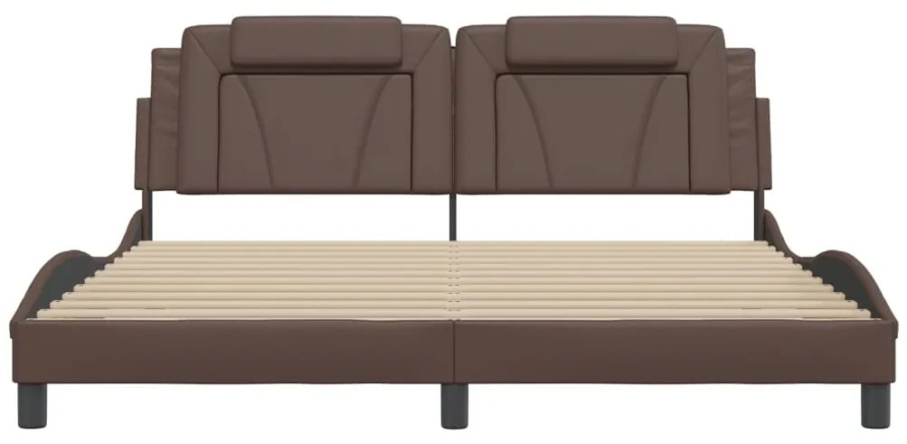 Estrutura cama c/ cabeceira 180x200cm couro artificial castanho